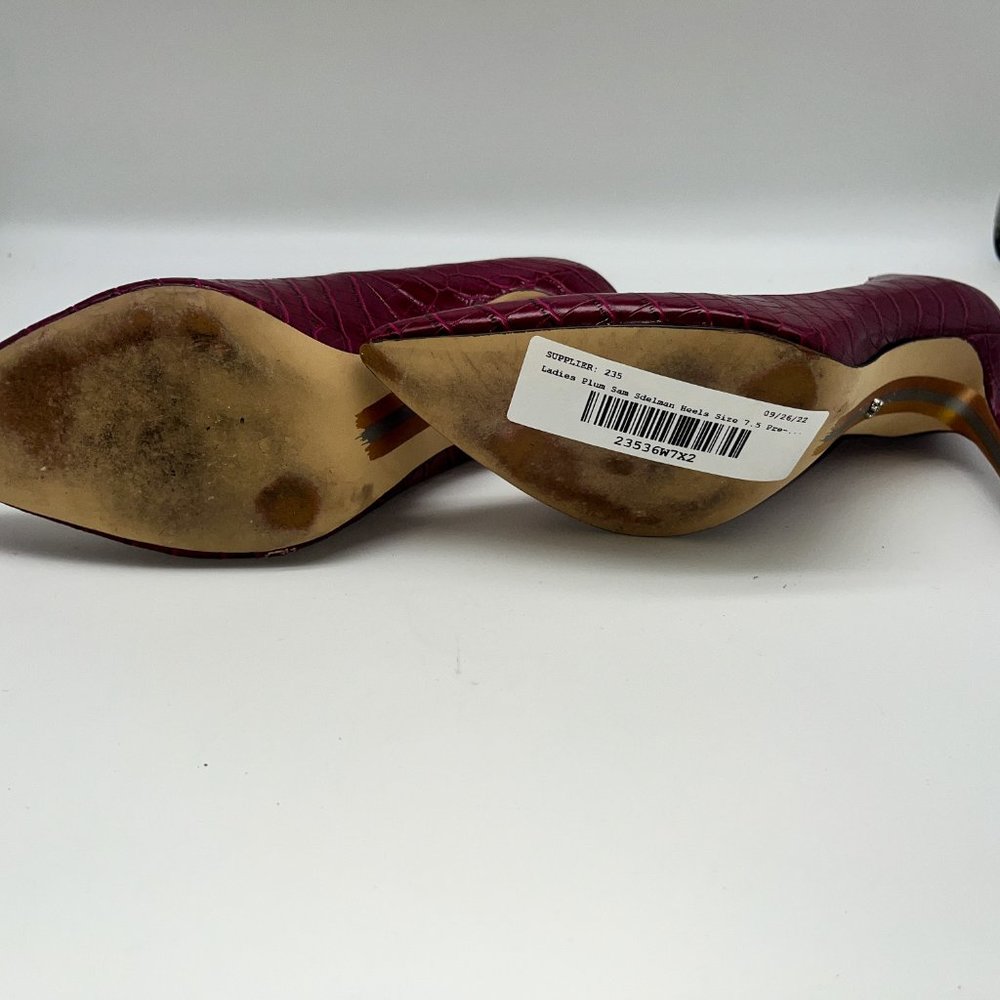 Sam Edelman Plum Snakeprint Pointed Toe Pumps Sz … - image 3